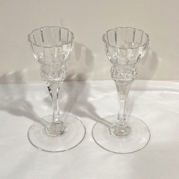 Marquis by Waterford Palladia Collection 6" candle holder pair (2) clear crystal - Picture 3 of 7